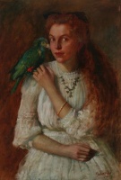 Gábor, Móric: Girl with parrot