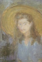 Gábor, Marianne: Self-portrait with picture hat