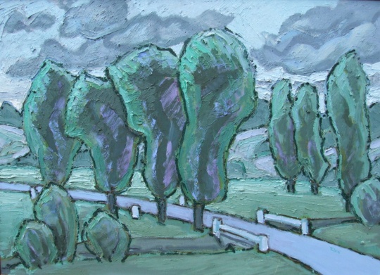 Tenk, László: Road and poplars