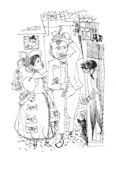 Hincz, Gyula - unique artworks: Mr. Dickens's friends (book illustrations of Gyula Krúdy: A százgalléros)