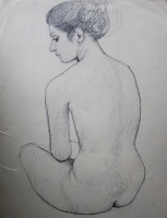 Czene, Béla: Sitting nude from the back