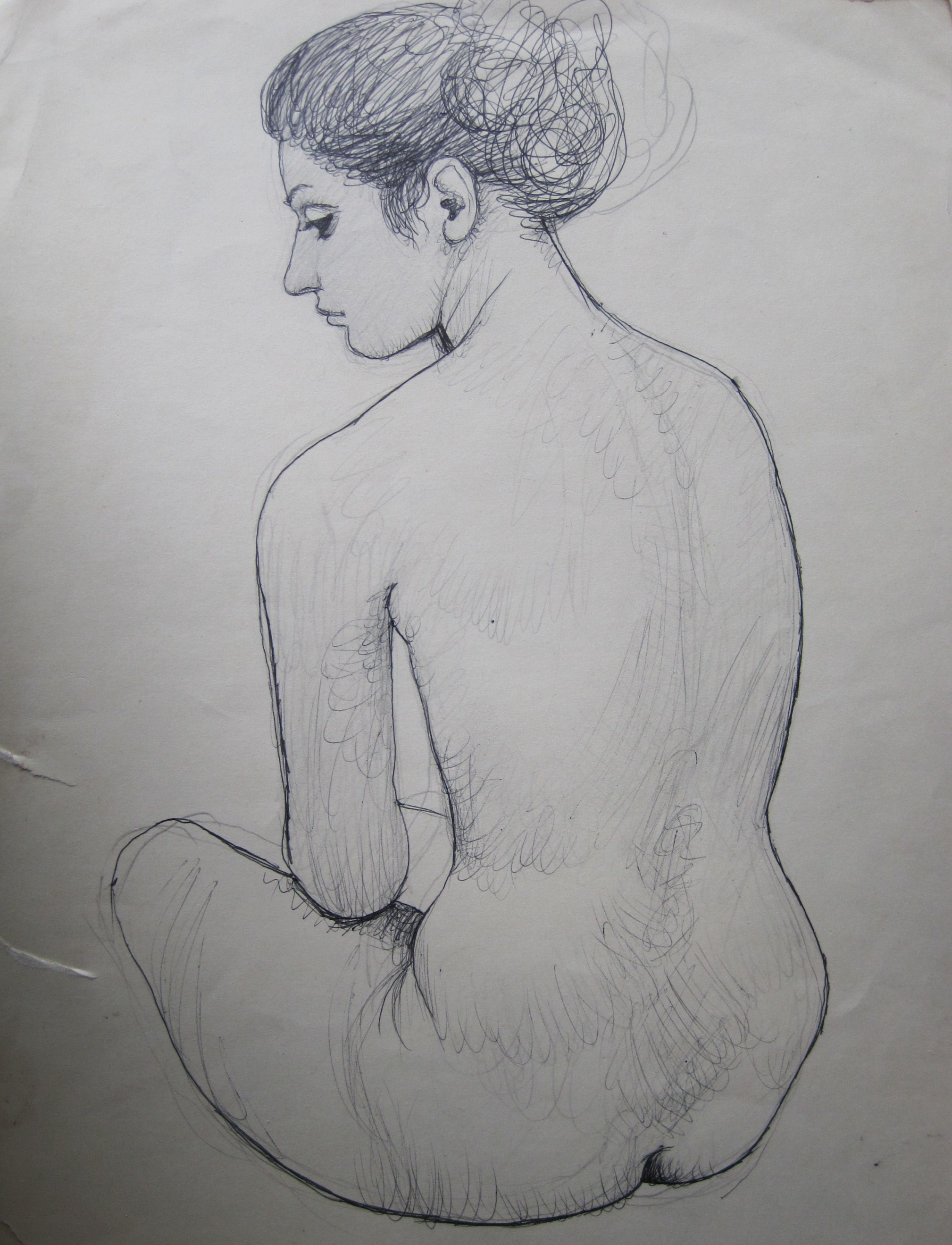 Czene, Béla: Sitting nude from the back