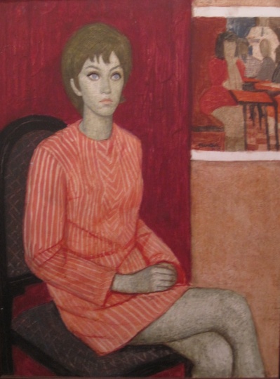 Czene, Béla: Woman in a striped dress