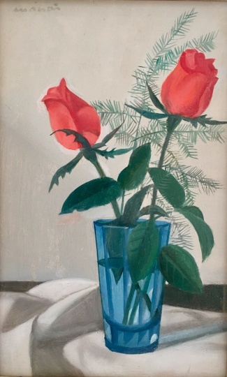 Mácsai István: Roses in blue glass