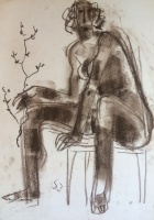 Somogyi, József: Woman on chair with flowering branch