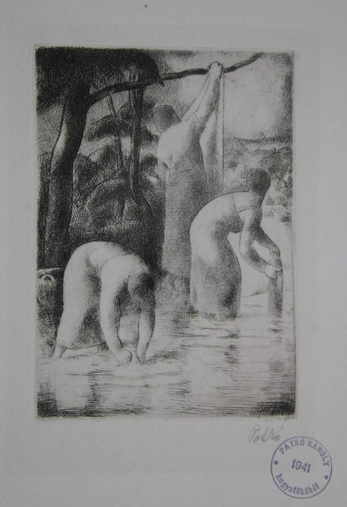 Patkó, Károly: Woman washing in a stream
