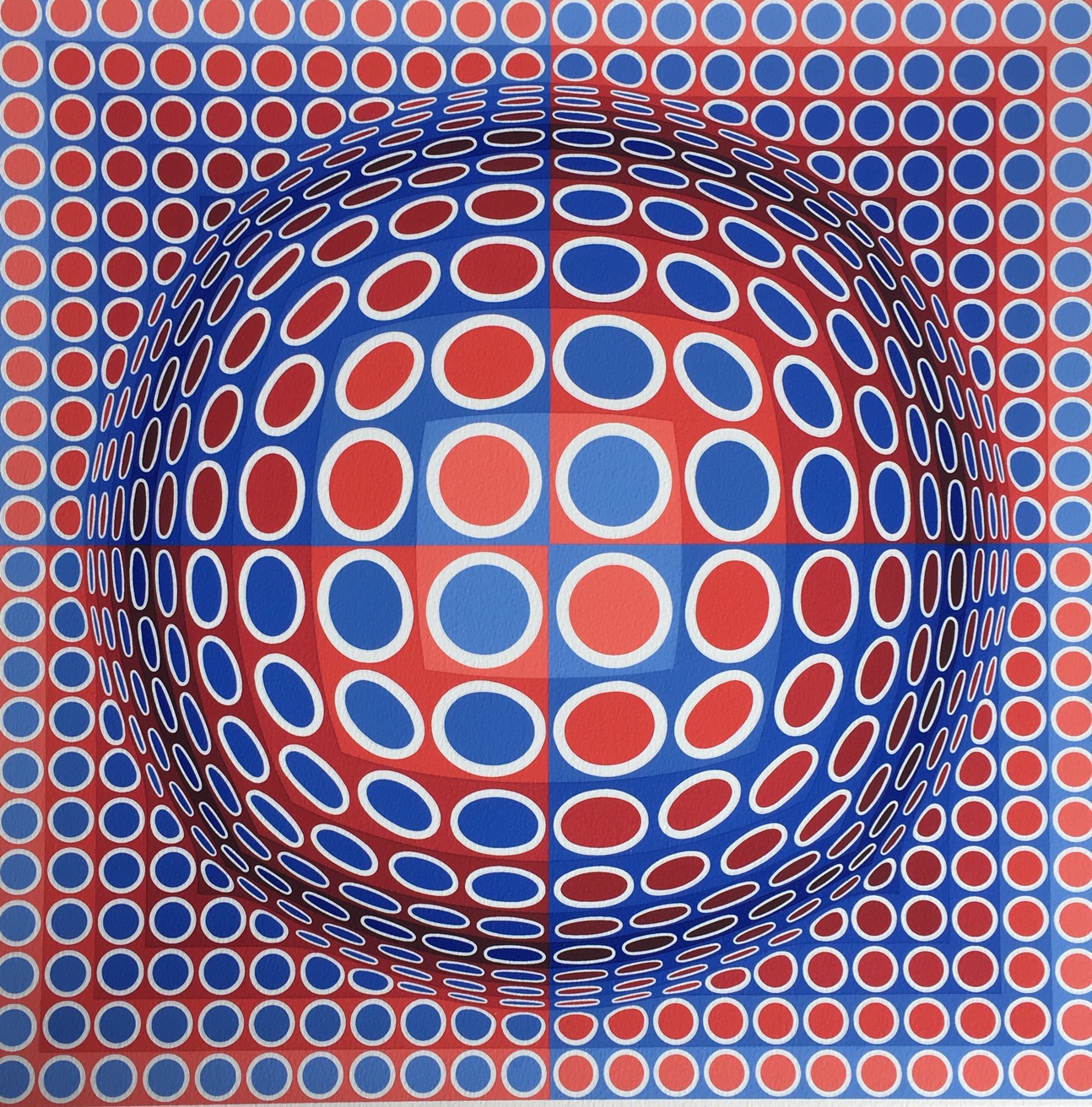 Vasarely, Victor: Komposition in Weiss, Blau und Rot