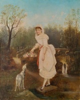 Markó, Károly Ifj.: Young girl with dog
