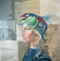Szász Endre: Hölgy madárral díszített kalapban