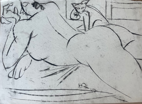 Tot, Amerigo: Nude in the atelier with cat