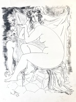 Tot, Amerigo: Eva Fischer as Susan, the elders and a mysterious man (Amerigo Tot)