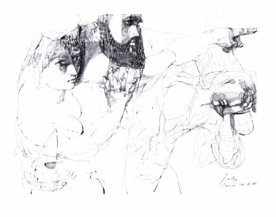 Szalay, Lajos - unique drawings: Adam and Eve