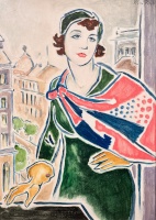 Pécsi-Pilch, Dezső: Dame im grünen Kleid