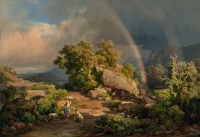 Markó, Károly  the elder: Italian landscape with double rainbow