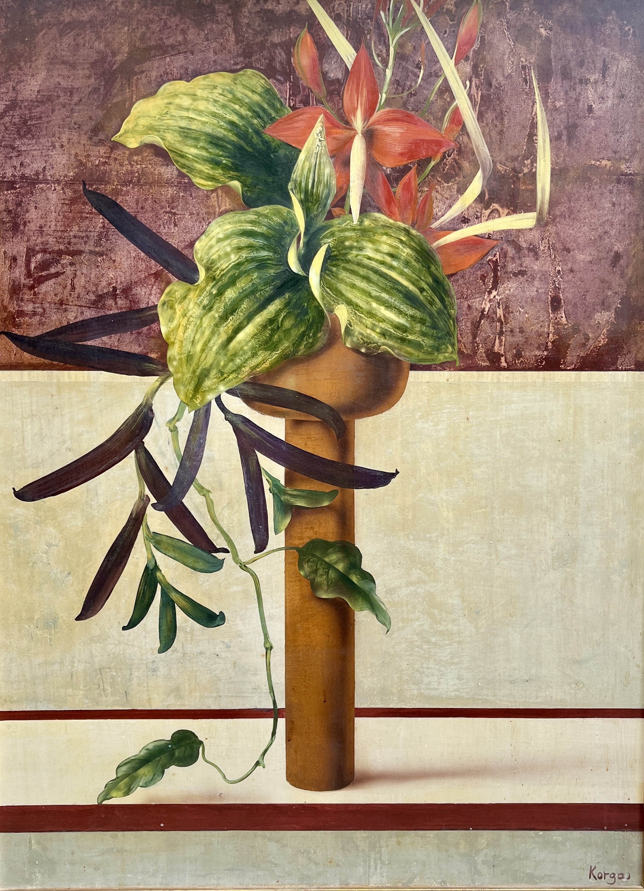 Korga György: Csendélet tropikus virágokkal