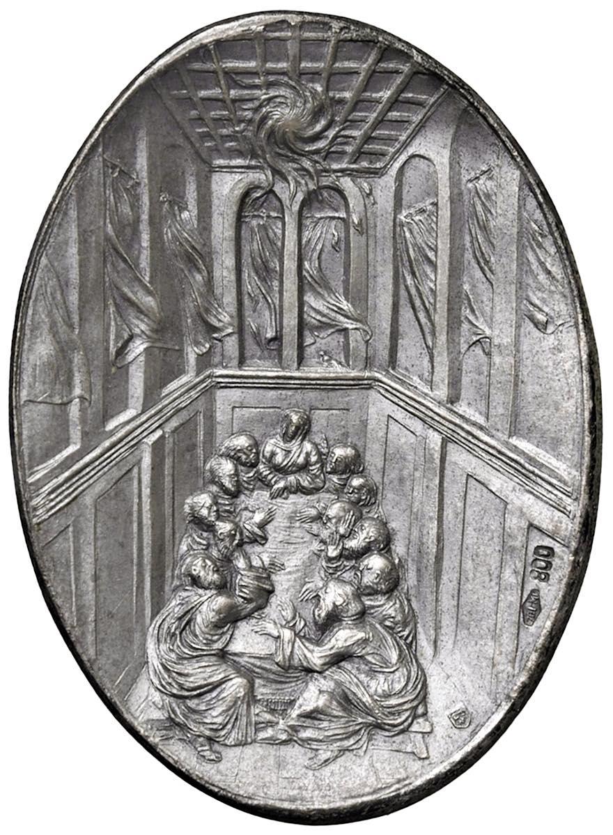Amerigo Tot: Last supper, silver papal Medal (Paolo VI (1963-1978)